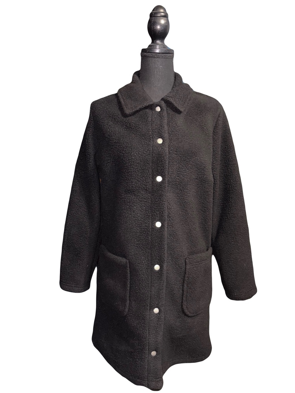 Denim & Co. Sherpa Bonded Fleece Womens Snap Jacket sz XS